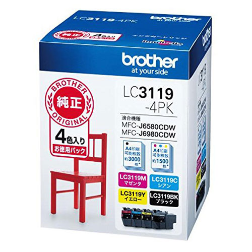 格安 【新品未使用】brother ブラザー純正インク LC3119-4PK オフィス