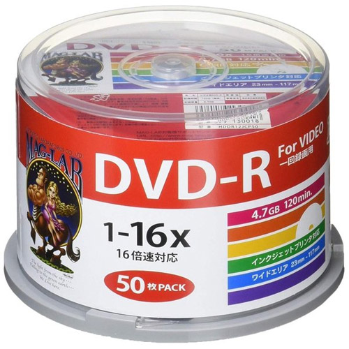 磁気研究所 DVD-R HIDISC 4.7GB 16倍速 録画用 ワイドプリンタブル スピンドルケース 50枚 HDDR12JCP50