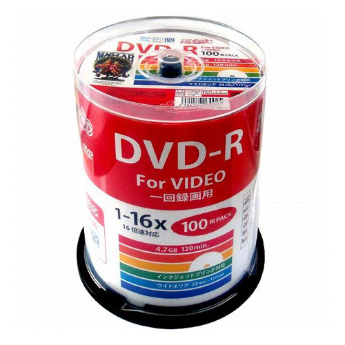 磁気研究所 DVD-R HIDISC 4.7GB 16倍速 録画用 ワイドプリンタブル スピンドルケース 100枚 HDDR12JCP100