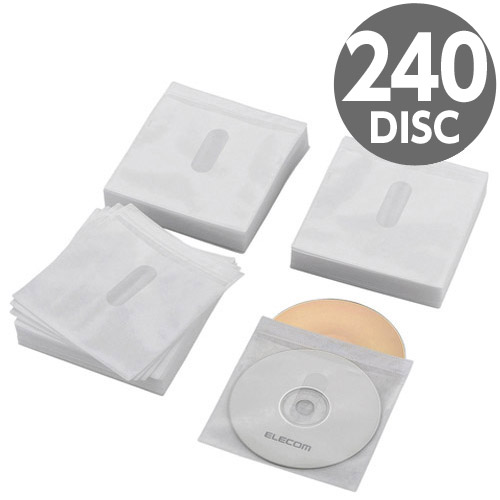 エレコム Blu-ray・CD・DVD不織布ケース 両面収納 120枚(240枚収納) タイトルカード付 ホワイト CCD-NIWB240WH
