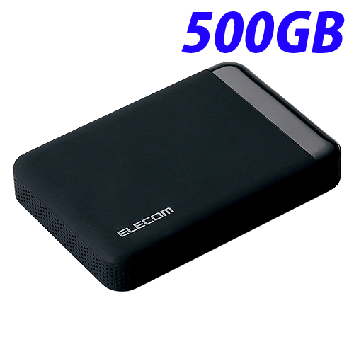 エレコム HDD セキュリティ対策用ポータブルハードディスクドライブ USB3.0 ハードウェア暗号化 パスワード保護 500GB ELP-EEN005UBK