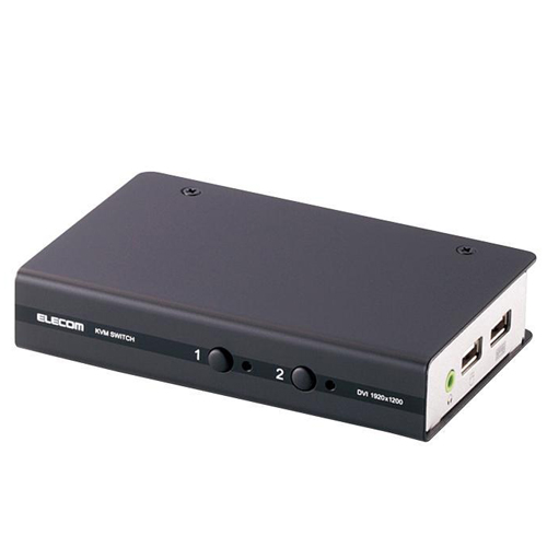 エレコム パソコン切替器 KVMスイッチ DVI対応 USBスピーカー 2台 KVM-DVHDU2: パソコン周辺機器・メディア－オフィス