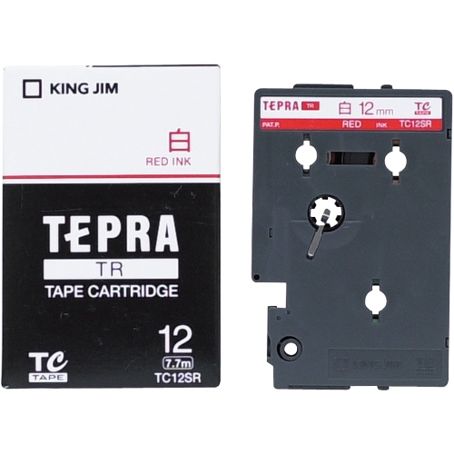 キングジム テープカートリッジ テプラTR 12mm 白に赤文字 TC12SR