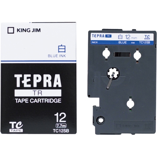 キングジム テープカートリッジ テプラTR 12mm 白に青文字 TC12SB
