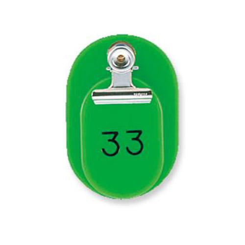 共栄プラスチック 親子番号札 1～50番 黄緑 大小2枚組 CT-1-1-YG