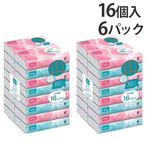 ユニバーサル・ペーパー ハロー ソフトパックティシュ 150組 16個入×6パック