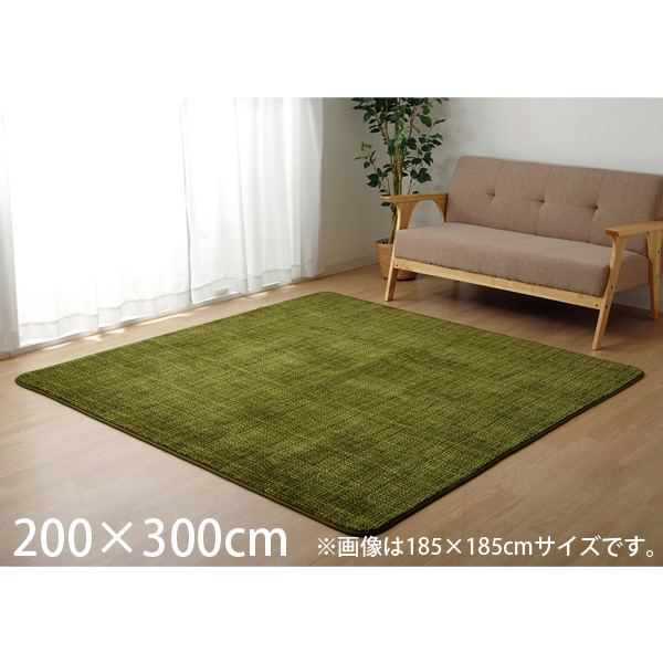 イケヒコ ノート ラグカーペット 長方形 200×300cm グリーン NOT300