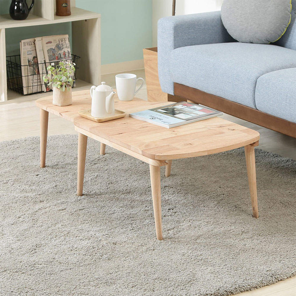 Natural Signature 天然木 センターテーブル SLIDE 幅70～120cm 伸縮式 37019