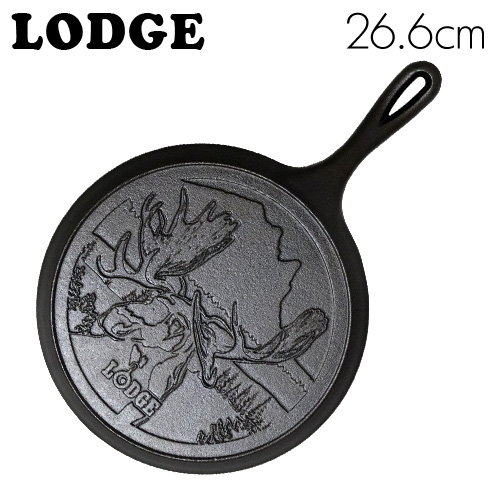 LODGE ロッジ ロジック ラウンドグリドル 10-1/2インチ ムースロゴ CAST IRON GRIDDLE PAN WITH MOOSE LOGO L9OGWLMO