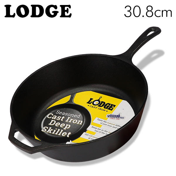 Lodge Cast Iron 12 Deep Cast Iron Seasoned Skillet, L10Dsk3, with