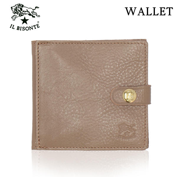 保管用袋タグあり【IL BISONTE】新品　二つ折り財布コンパクト　グレーTORTORA