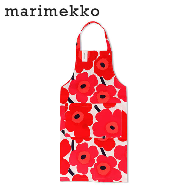 Marimekko マリメッコ Unikko ウニッコ エプロン ホワイト×レッド