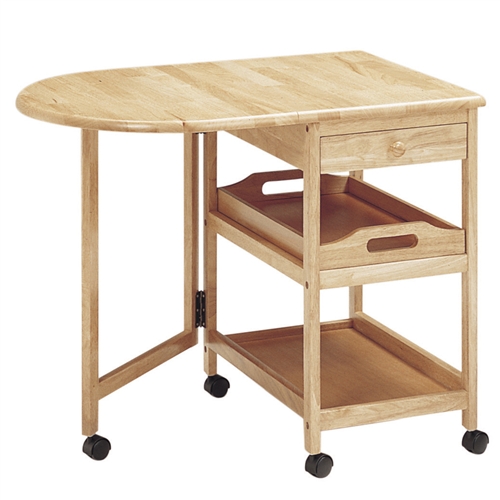 弘益 木製テーブル付きワゴン ナチュラル: オフィス家具・収納 ...