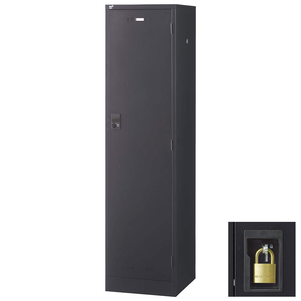 生興 SLDKロッカー 1人用 南京錠 W455×D515×H1790mm ブラック SLDK-1-N