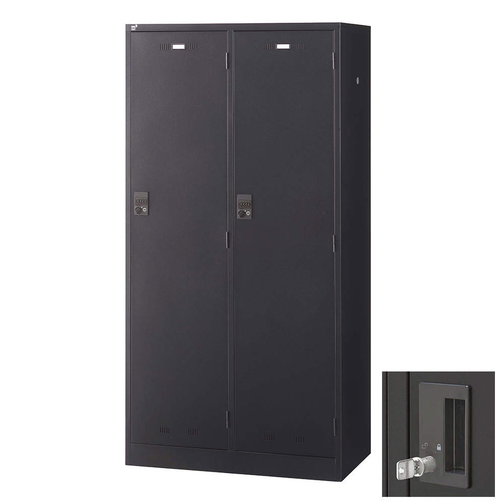 生興 SLDKロッカー ワイド 2人用 内筒交換錠 W900×D515×H1790mm ブラック SLDK-2W-T
