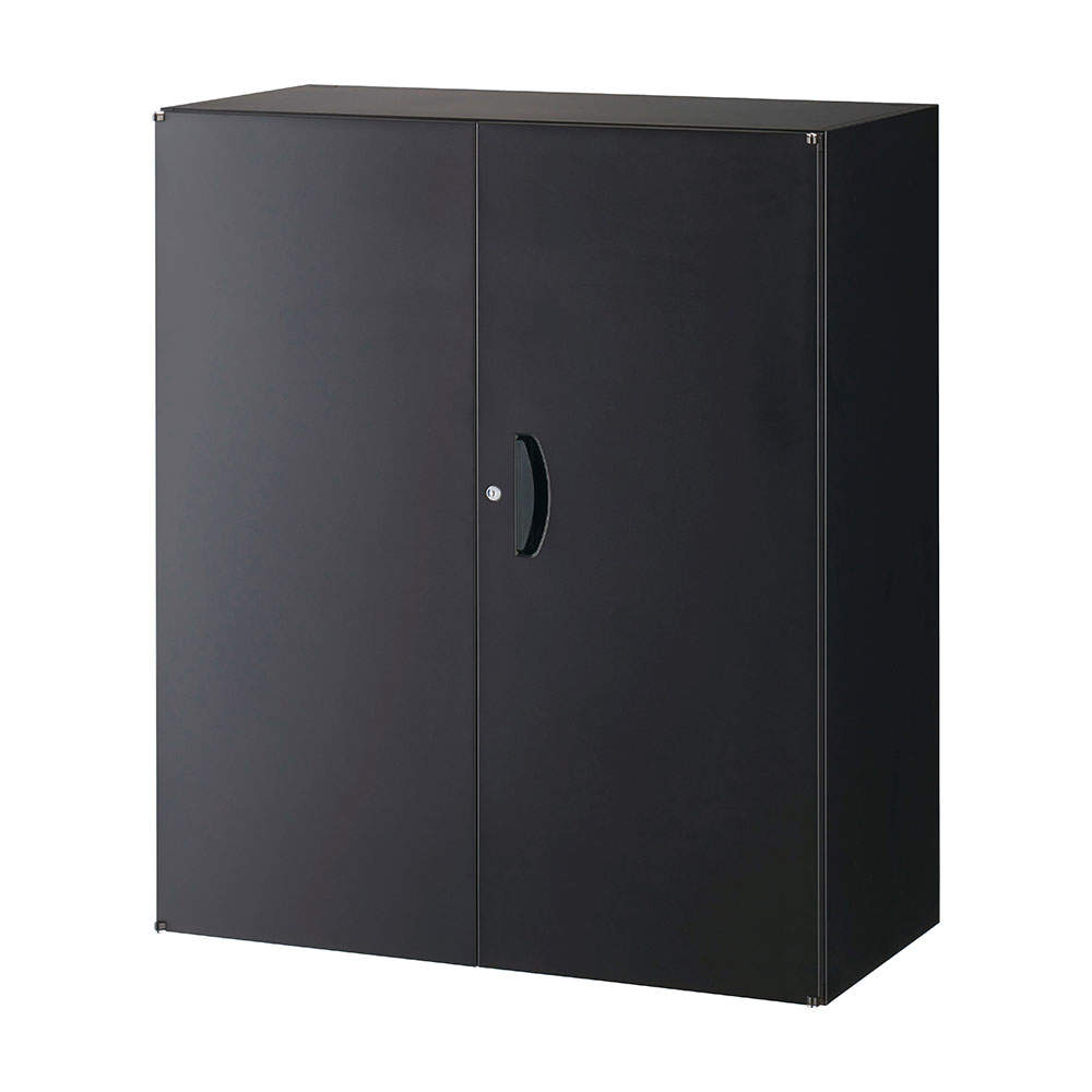 生興 クウォール 両開き書庫 上下兼用 W900×D450×H1050mm ブラック RK45-10H