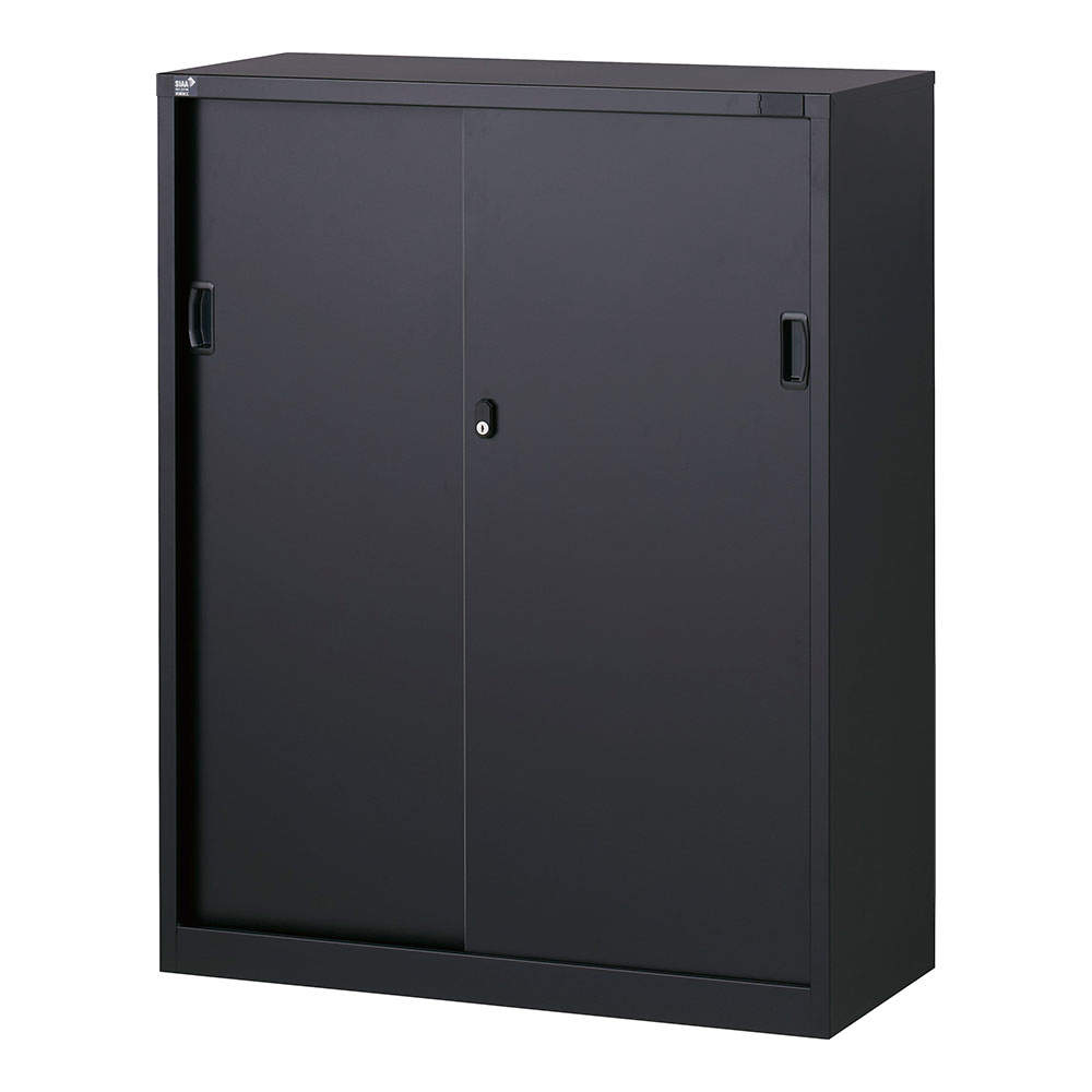 生興 ALZシリーズ スチール引戸書庫 ブラック W880xD380×H1110mm ALZK-S34