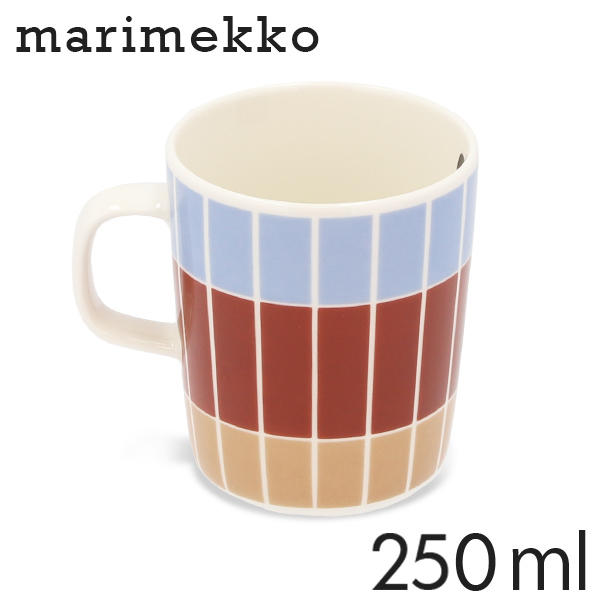 Marimekko マリメッコ Tiiliskivi ティイリスキヴィ マグカップ 250ml ホワイト×ライトブルー×ブラウン