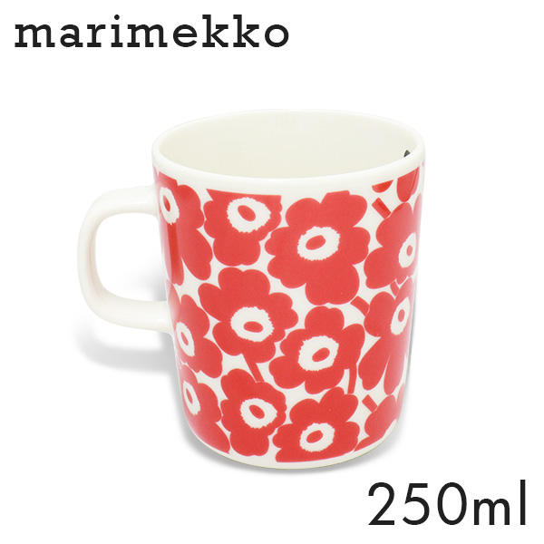 Marimekko マリメッコ Pikkuinen Unikko 60th ピックイネン ウニッコ マグ マグカップ 250ml ホワイト×レッド