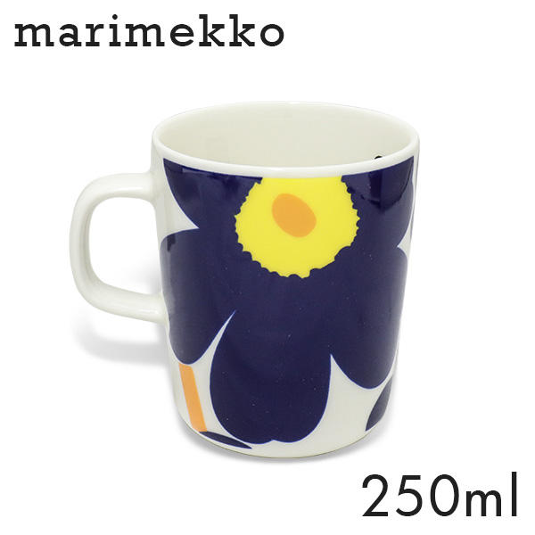 Marimekko マリメッコ Unikko 60th ウニッコ マグ マグカップ 250ml ホワイト×ダークブルー