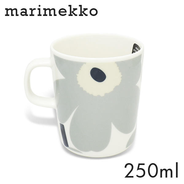 Marimekko マリメッコ Unikko ウニッコ マグ マグカップ 250ml ホワイト×ライトグレー×サンド×ダークブルー