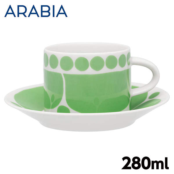 ARABIA アラビア Sunnuntai スンヌンタイ ティーカップ&ソーサー セット 280ml ライトグリーン