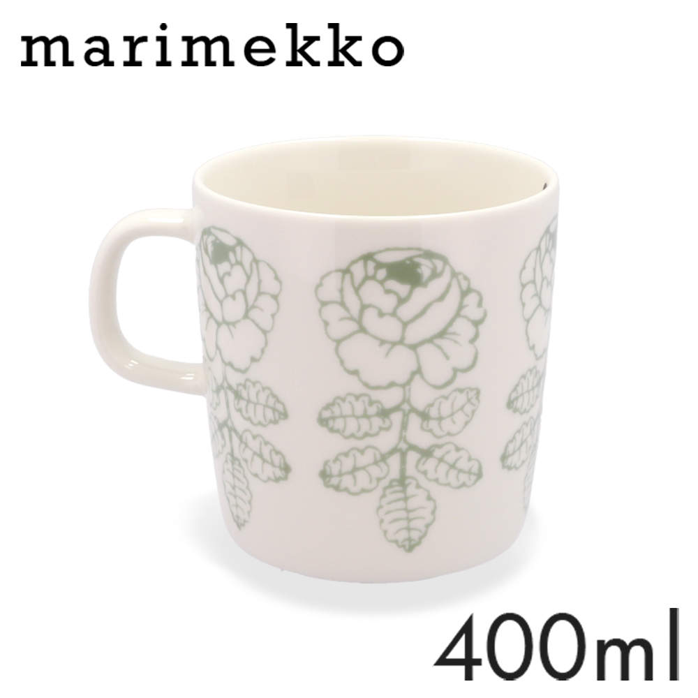 Marimekko マリメッコ Vihkiruusu ヴィヒキルース マグ マグカップ 400ml ホワイト×セージ