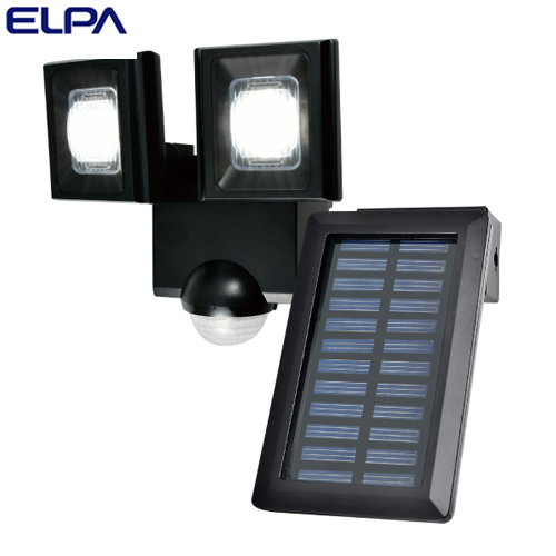 朝日電器 ELPA LEDセンサーライト 2灯 ソーラー発電式 屋外用 ESL