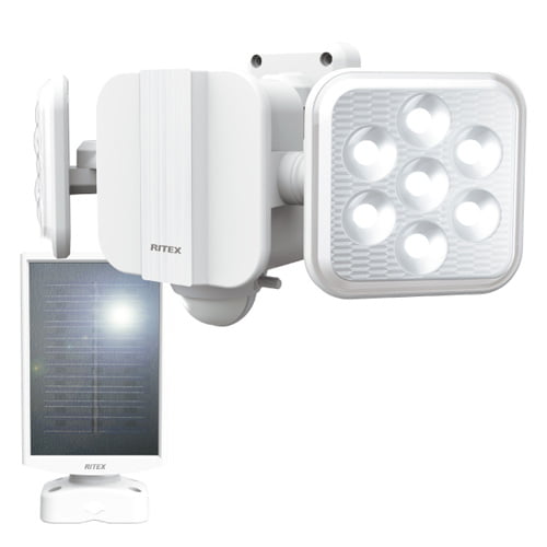 ムサシ LEDライト RITEX フリーアーム式LEDセンサーライト 5W×2灯 ソーラー発電式 屋外用 S-220L