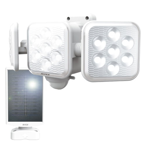 ムサシ LEDライト RITEX フリーアーム式LEDセンサーライト 5W×3灯 ソーラー発電式 屋外用 S-330L