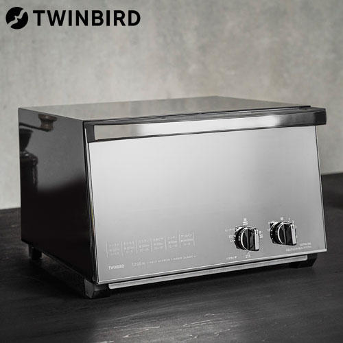 ツインバード ミラーガラスオーブントースター 4枚焼き ブラック TS 