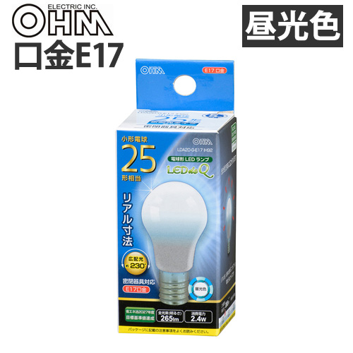 オーム電機 LED電球 ミニクリプトン形 E17 25W 昼光色 LDA2D-G-E17 IH92