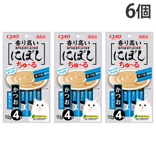 【お1人様1セット限り】【ポイント10倍】【送料弊社負担】【ゆうパケット配送】いなば にぼしちゅ~る かつお煮干入り 4本×6個【他商品と同時購入不可】