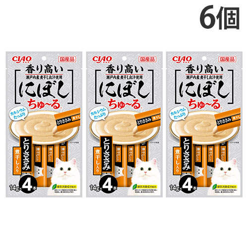 【お1人様1セット限り】【ポイント10倍】【送料弊社負担】【ゆうパケット配送】いなば にぼしちゅ~る とりささみ煮干入り 4本×6個【他商品と同時購入不可】