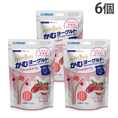 【送料弊社負担】FORCANS フォーキャンス かむヨーグルト いちご 14本入 90g 6個【他商品と同時購入不可】
