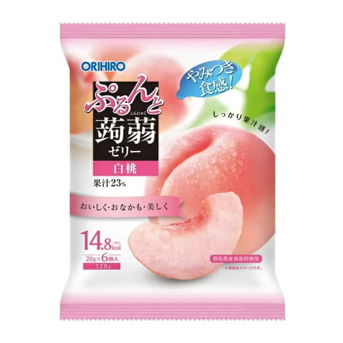 オリヒロ ぷるんと蒟蒻ゼリー 新パウチ 白桃 6個入: 食品・飲料・産地
