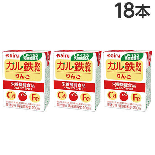 南日本酪農協同 デーリィ カル鉄飲料 りんご味 200ml×18本