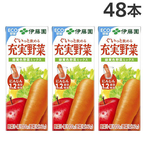 【送料弊社負担】伊藤園 充実野菜 緑黄色野菜ミックス 紙パック 200ml×48本【他商品と同時購入不可】