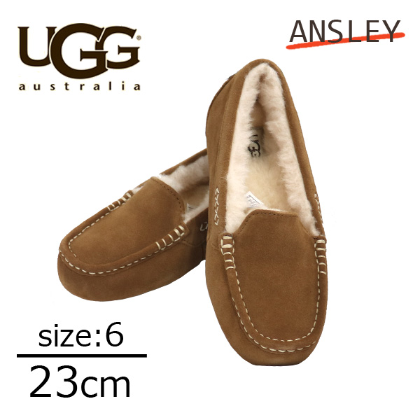 UGG アグ☆ムートンモカシン 黒☆24cm USA7☆アンスレー21505 - モカシン