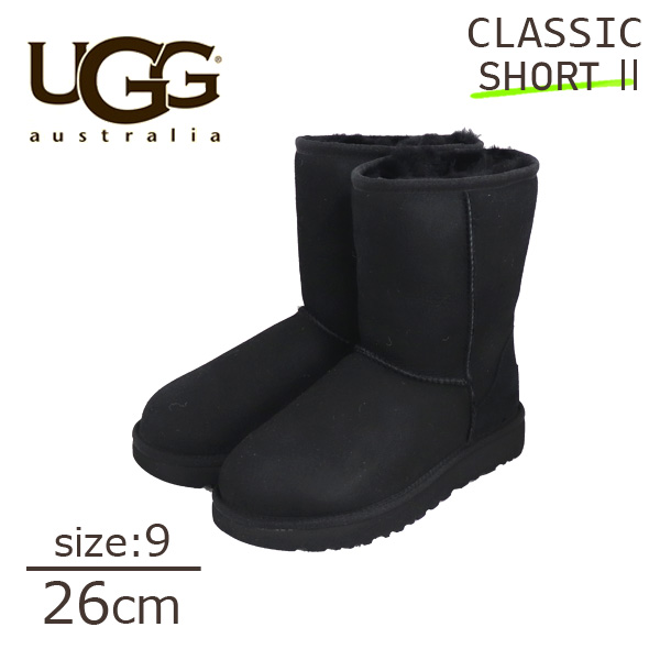 よろずやマルシェ本店 Ugg アグ クラシックショート Ii ムートンブーツ ウィメンズ ブラック 9 26cm Classic Short ファッション 食品 日用品から百均まで個人向け通販