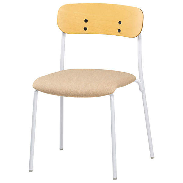 サンケイ スタッキングチェア ミーティングチェア 4本脚 布張り 背合板色ナチュラル ベージュ CM112-MY-PST-BE