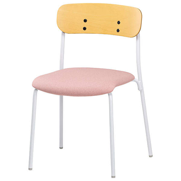 サンケイ スタッキングチェア ミーティングチェア 4本脚 布張り 背合板色ナチュラル パウダーピンク CM112-MY-PST-PPI