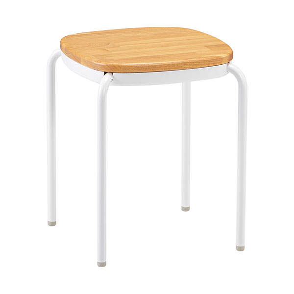 サンケイ スツール 4本脚 木座 スタッキング可 ホワイトグレー M-103