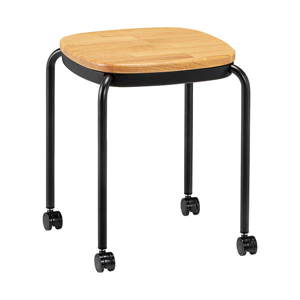 サンケイ スツール キャスター付き 木座 スタッキング可 ブラック M-103C