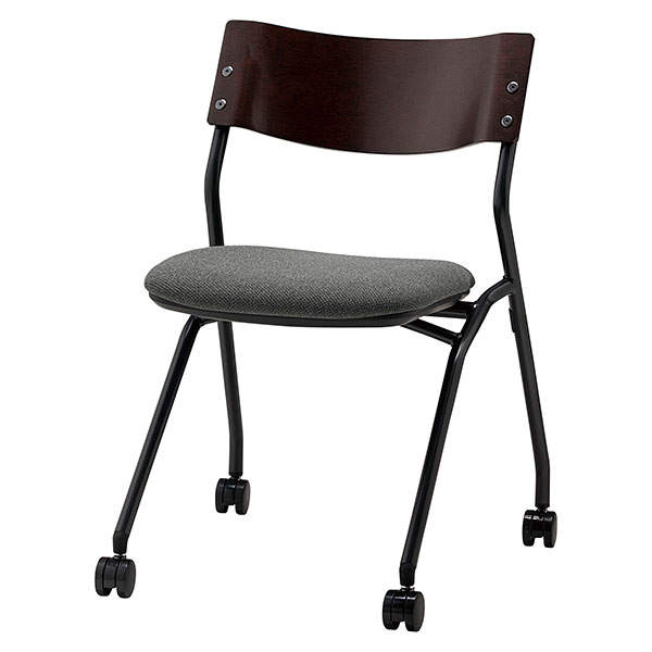 サンケイ ミーティングチェア ネスティングチェア キャスター付き 布張り 背合板色ブラウン グレー CM199-MYC-PST-MGR