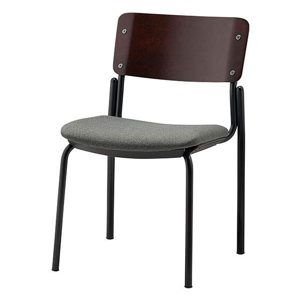 サンケイ スタッキングチェア ミーティングチェア 4本脚 布張り 背合板色ブラウン グレー CM352-MY-PST-MGR