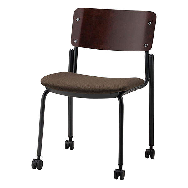 サンケイ スタッキングチェア ミーティングチェア キャスター付き 布張り 背合板色ブラウン ダークブラウン CM352-MYC-PST-DBR