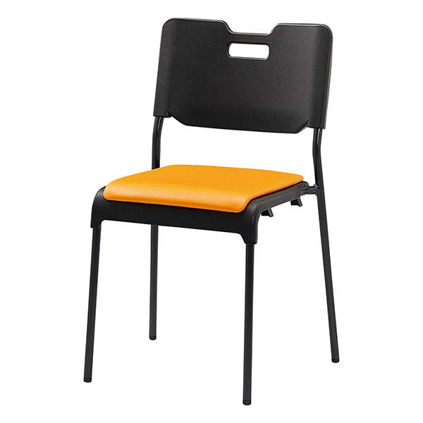 サンケイ スタッキングチェア ミーティングチェア 座パッド付 ビニールレザー張り オレンジ CM485-MX-MG-6062