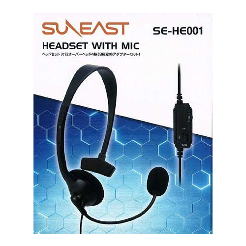 旭東エレクトロニクス SUNEAST ヘッドセット 片耳オーバーヘッド マイク付き ブラック SE-HE001