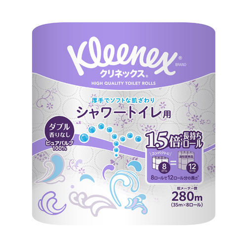 日本製紙クレシア クリネックス シャワートイレ ダブル 8ロール×8パック